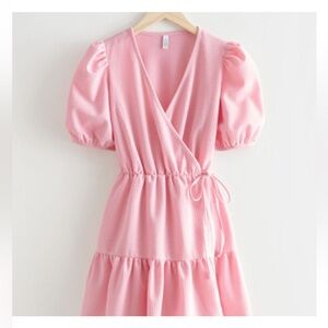 & Other Stories Wrap Mini Dress Baby Pink Size S (fits both S, M)